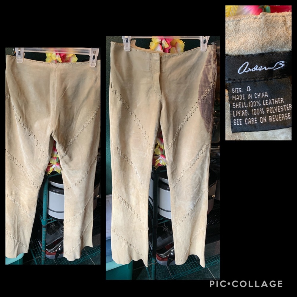 Arden B Suede Pants with a Braid detail.